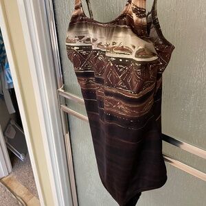 Vintage Longitude One Piece Brown Swim Suit Size 10